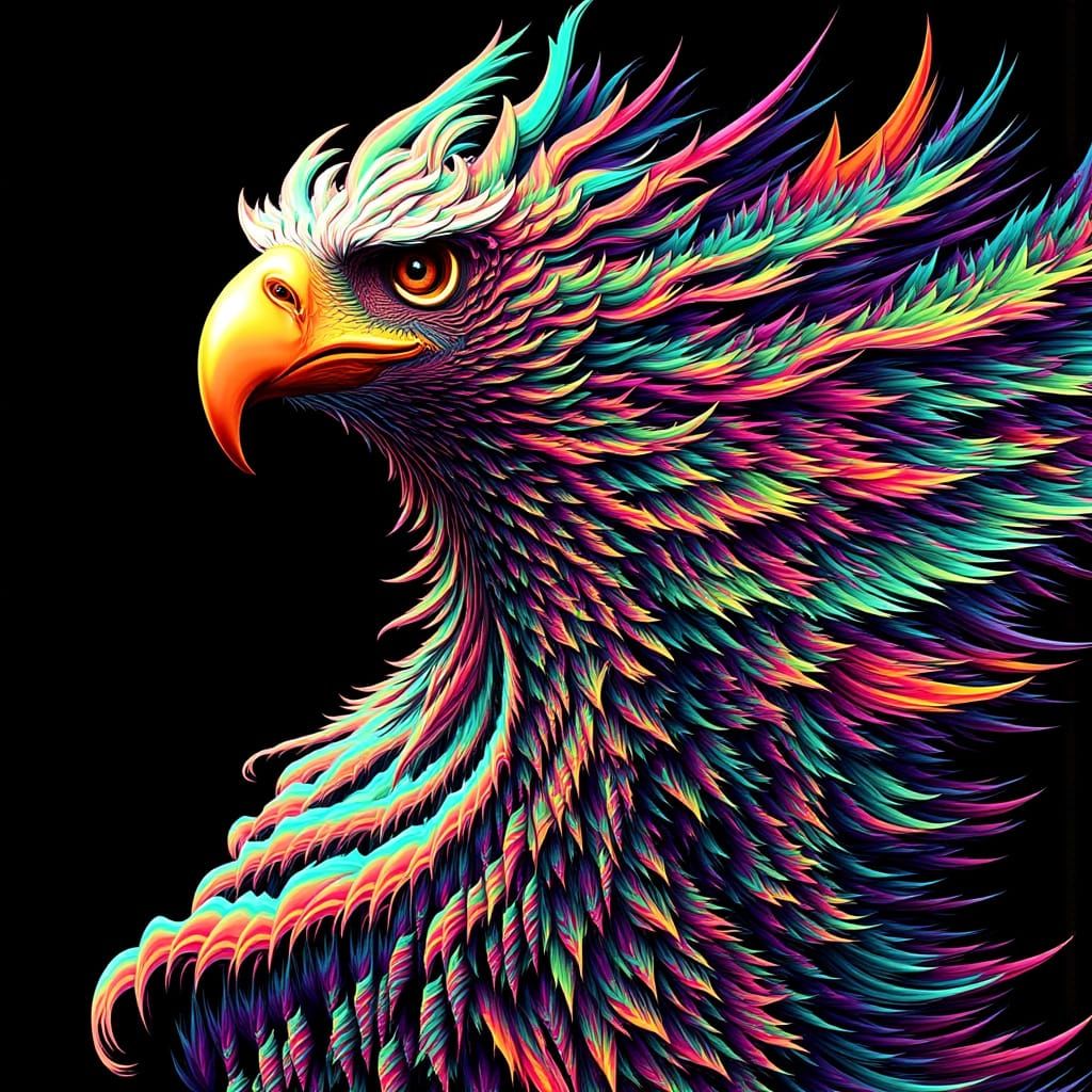 Ethereal Eagle in Cyberpunk Glitch Art