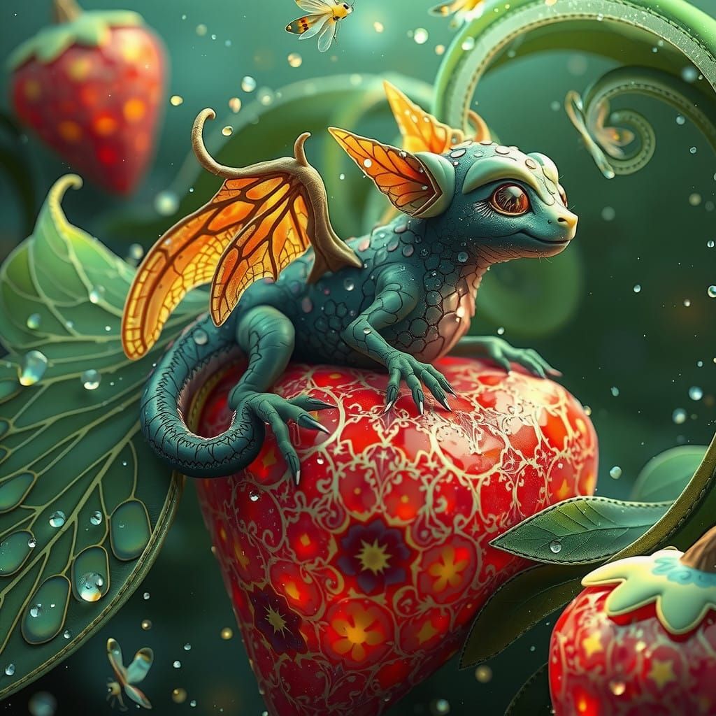 Whimsical Firefly in a Dreamlike Snowglobe Scene