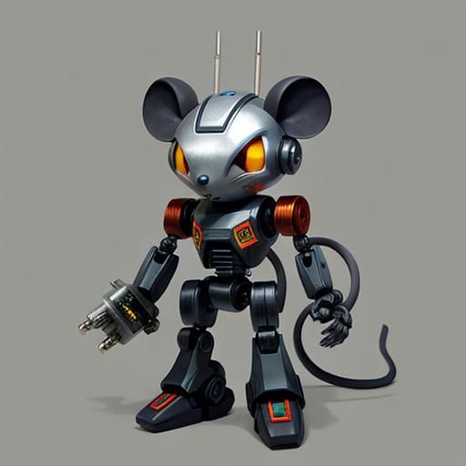 Robot Mouse with Alien Spark Plug Tail