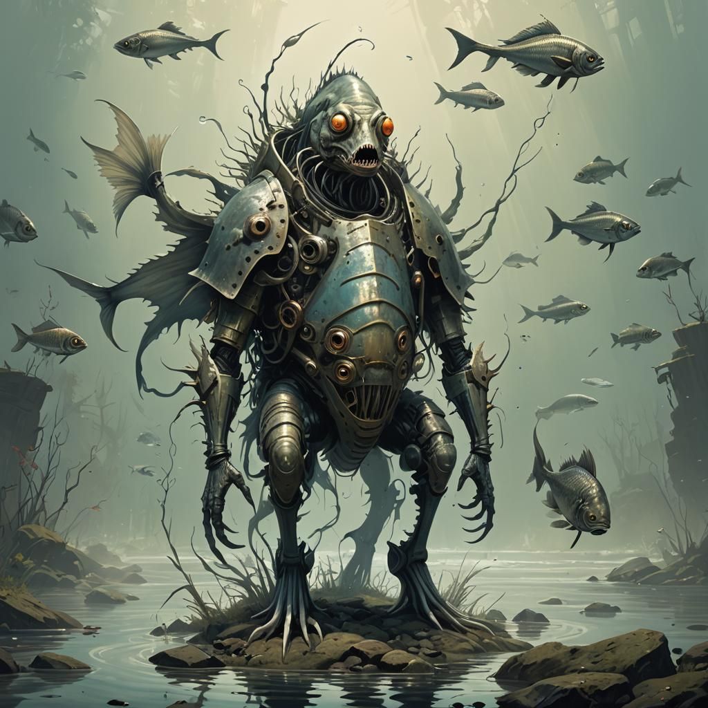 Sinister Fish with Human Legs