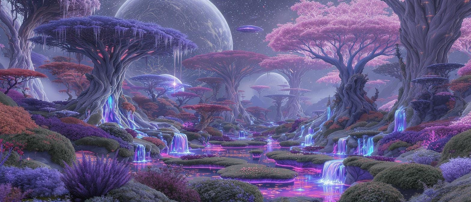Extraterrestrial Landscape with Prismatic Pools