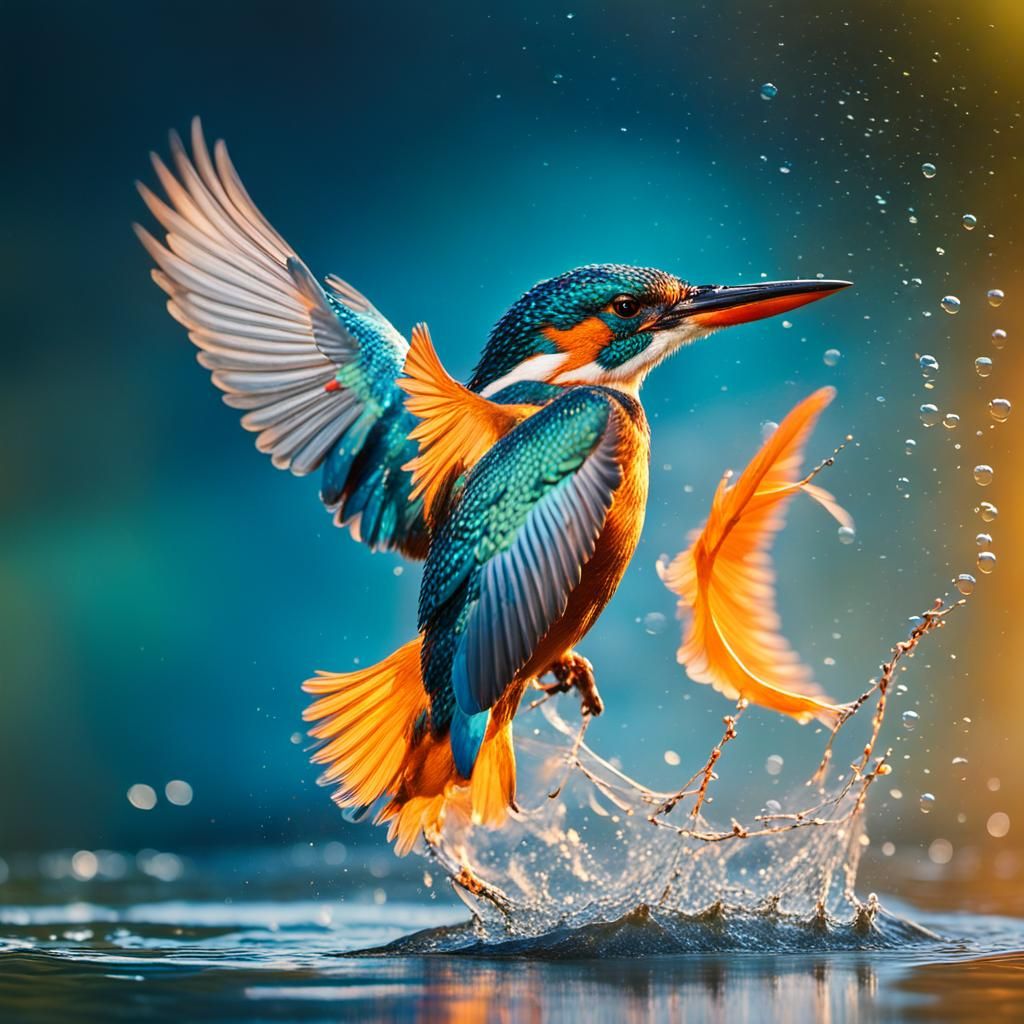 Kingfisher Bursts from Water: Wildlife Photography
