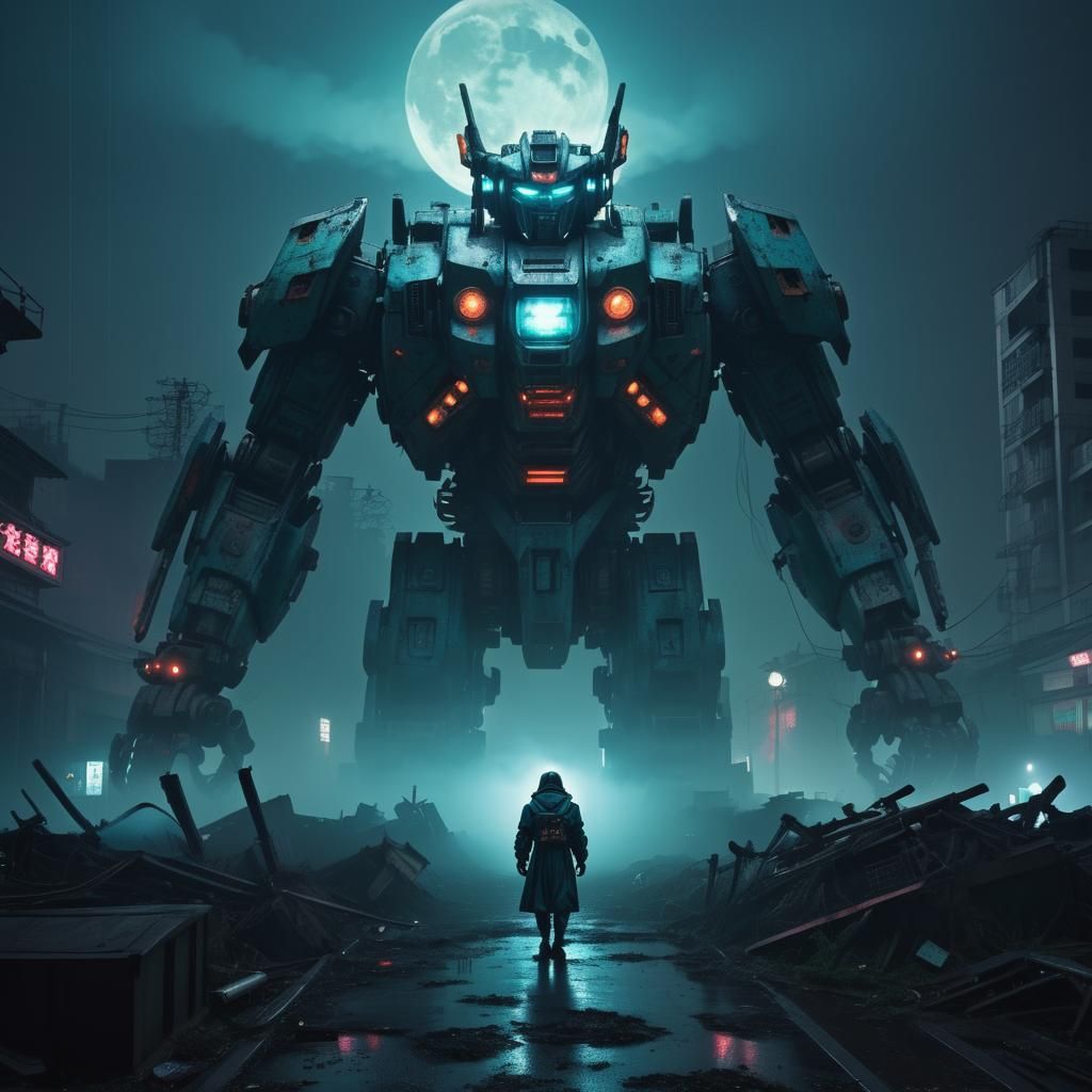 Menacing Mecha in Post-Apocalyptic Tokyo