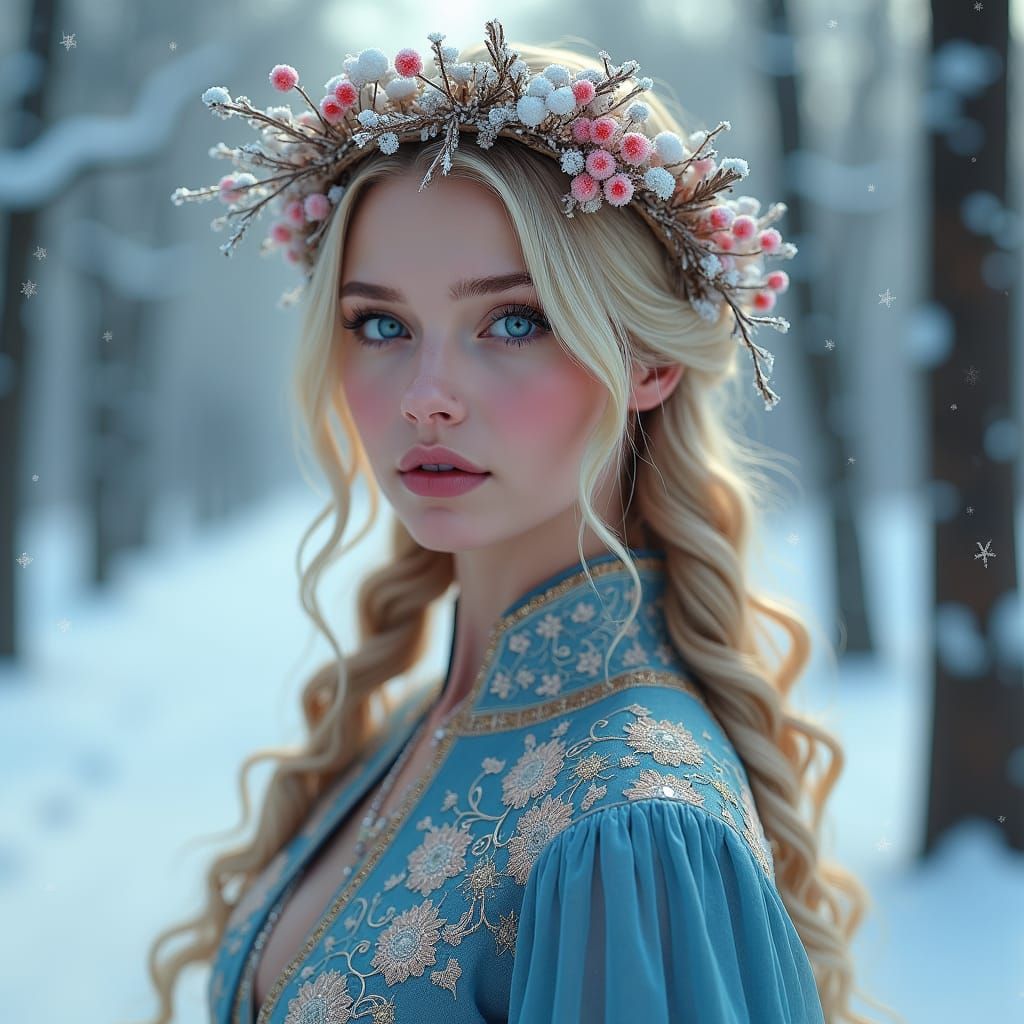 Slavic Beauty in Moscow Winter Wonderland