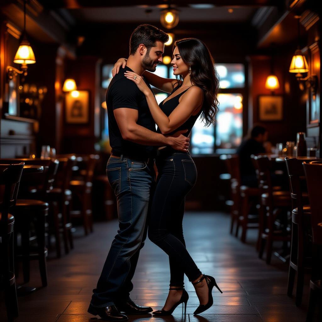Couple Dancing in Atmospheric Pub