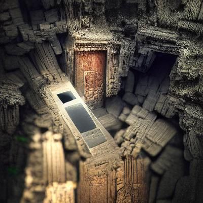 Ancient Door in Subconscious Depths: 8K Resolution