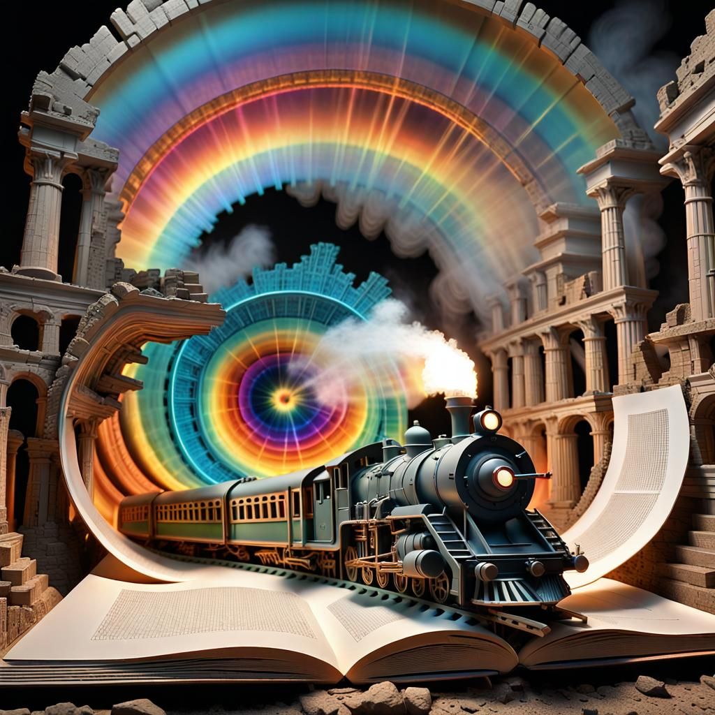 Time Train Through Cybernetic Roman Ruins