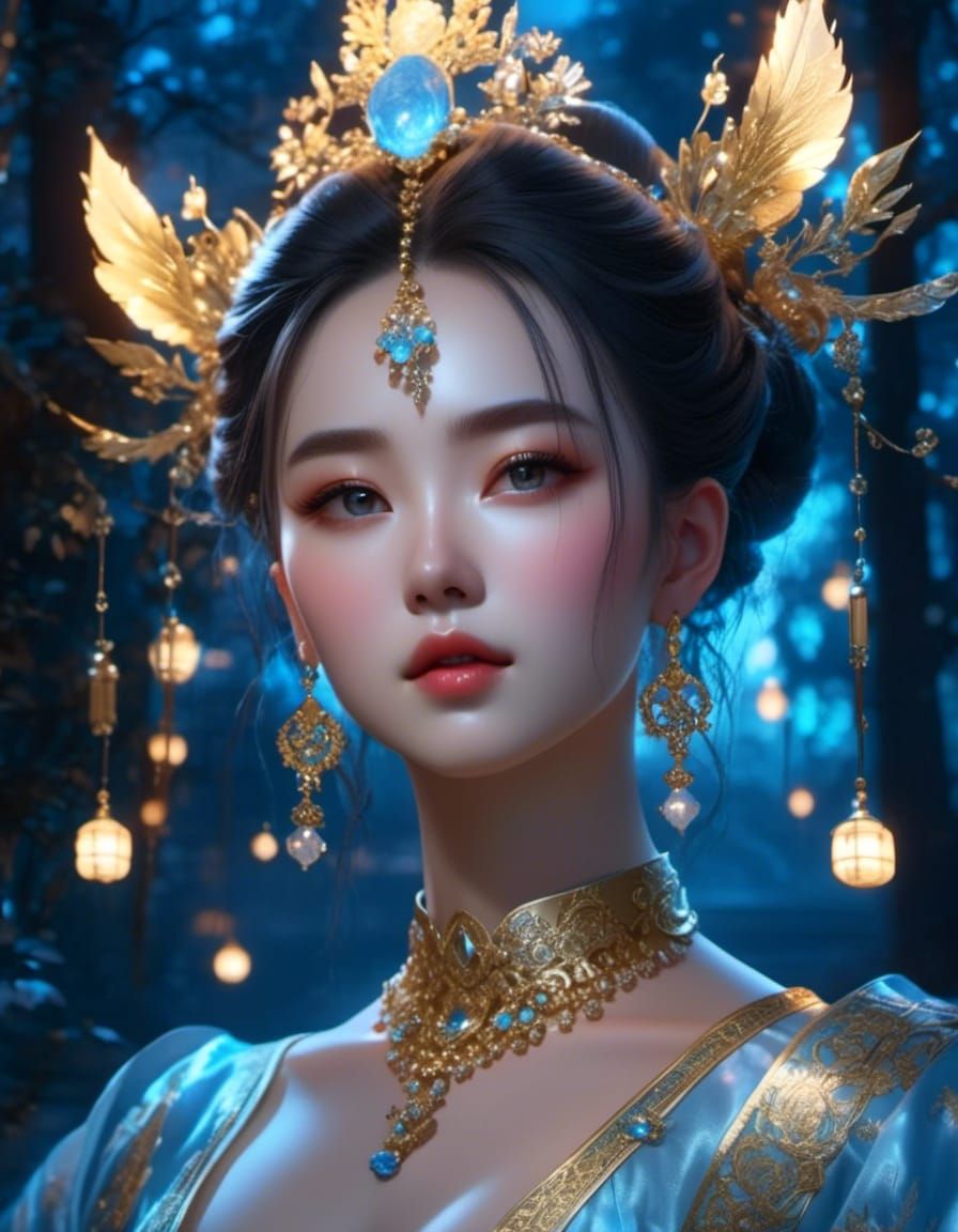 Wuxia Princess Portrait in Dreamy Forest