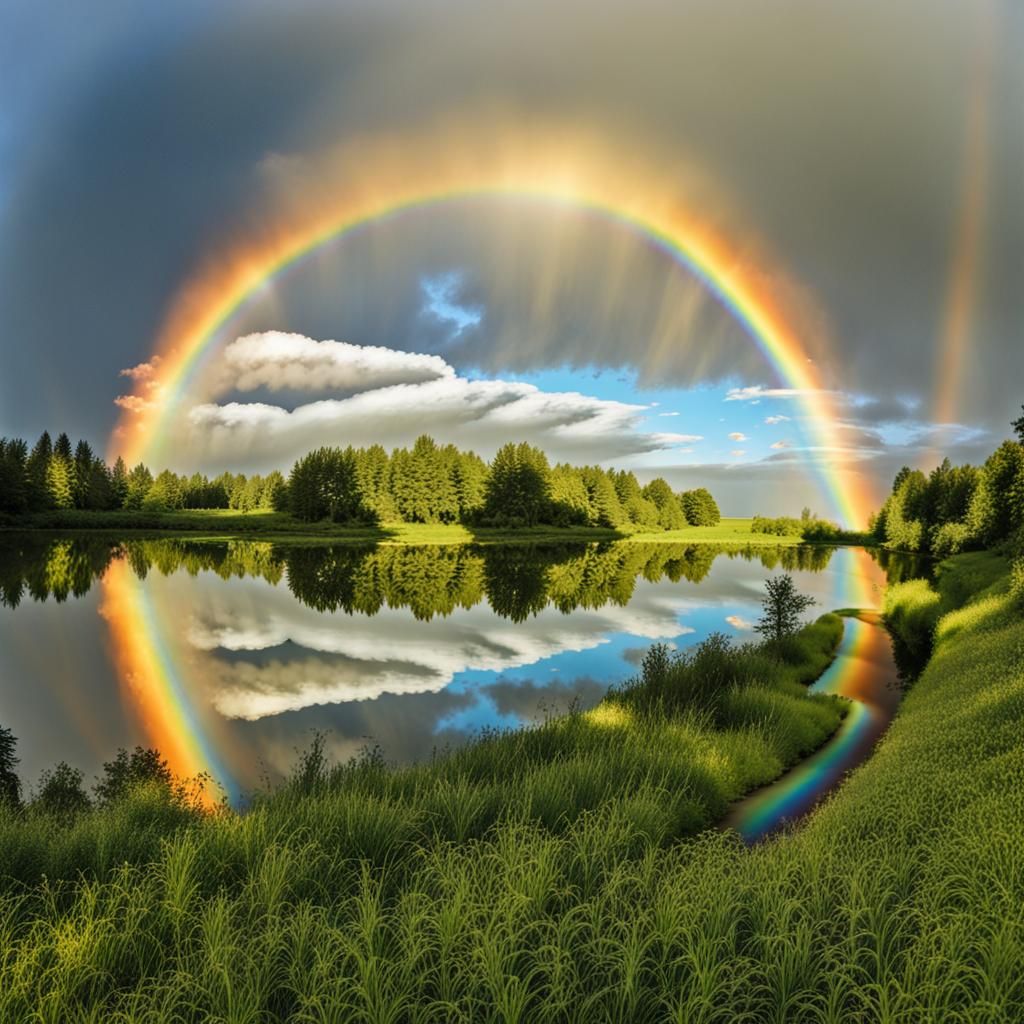 Solar Eclipse Double Rainbow Double Exposure Photo
