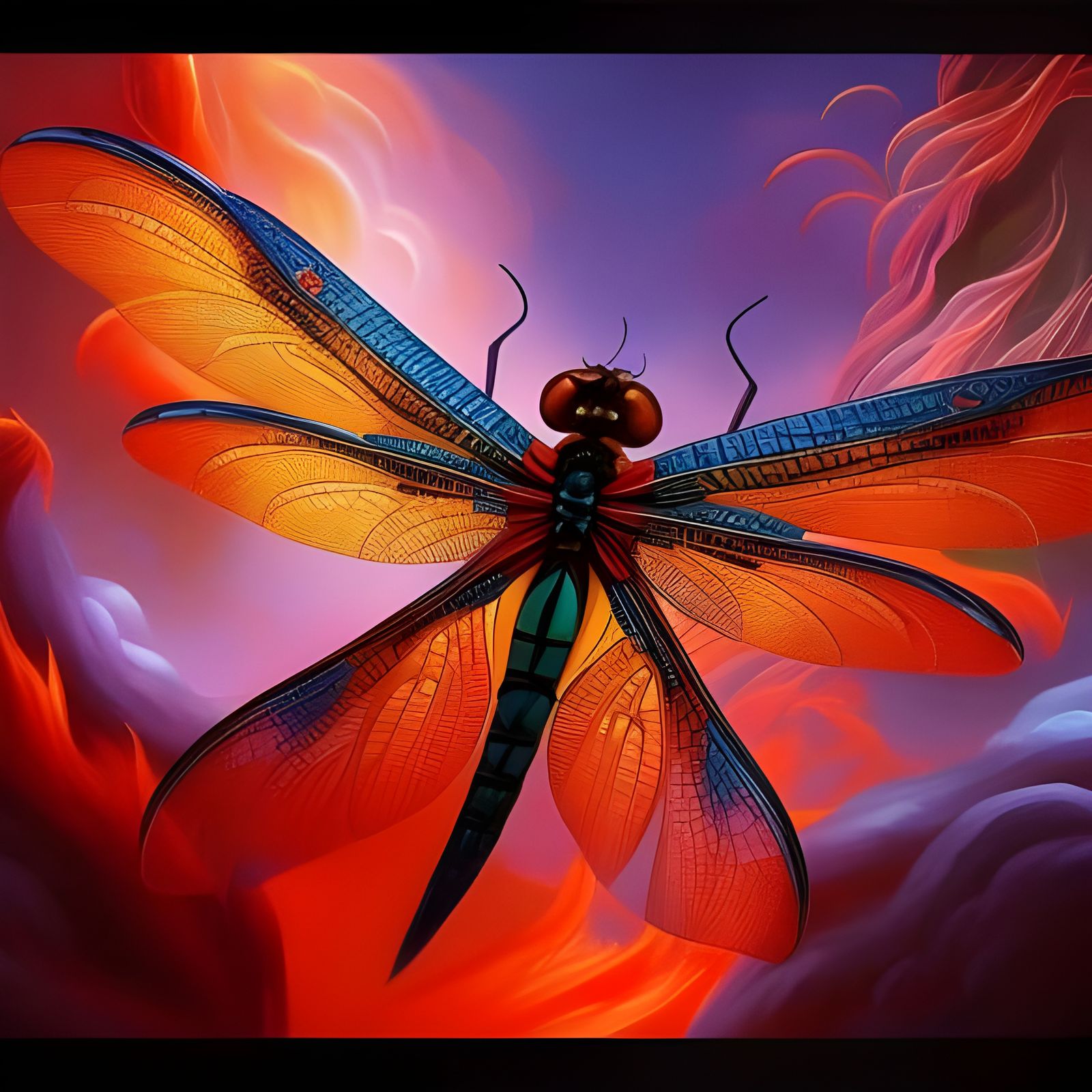 Chinese Mythology Dragonfly: Vibrant Digital Art