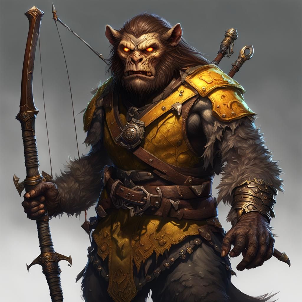 Bugbear Gloomstalker Ranger with Longbow, Fantasy Art