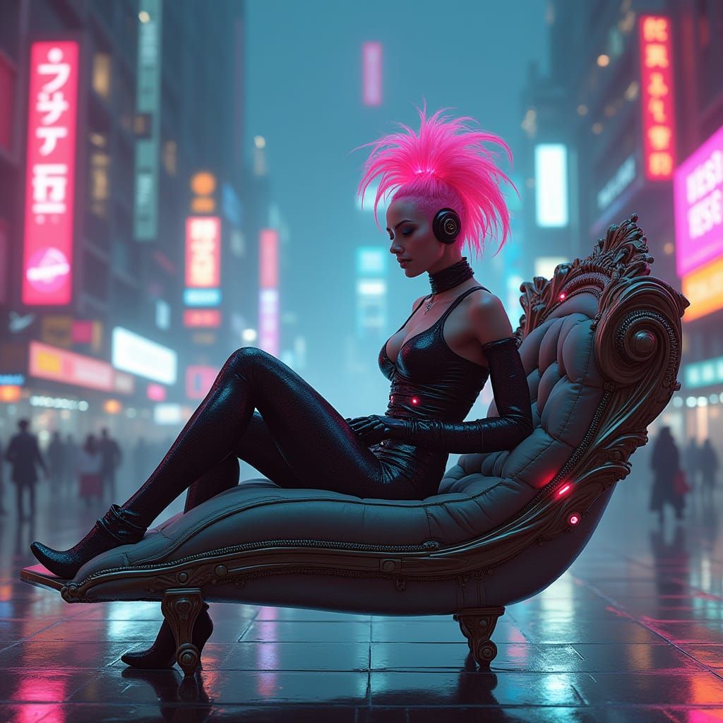 Marie Antoinette in Cyberpunk Metropolis