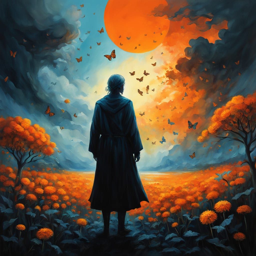 Symbolic Encounter Between Light and Darkness