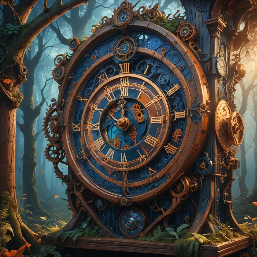 Clock with Limbs in Magical Forest Home