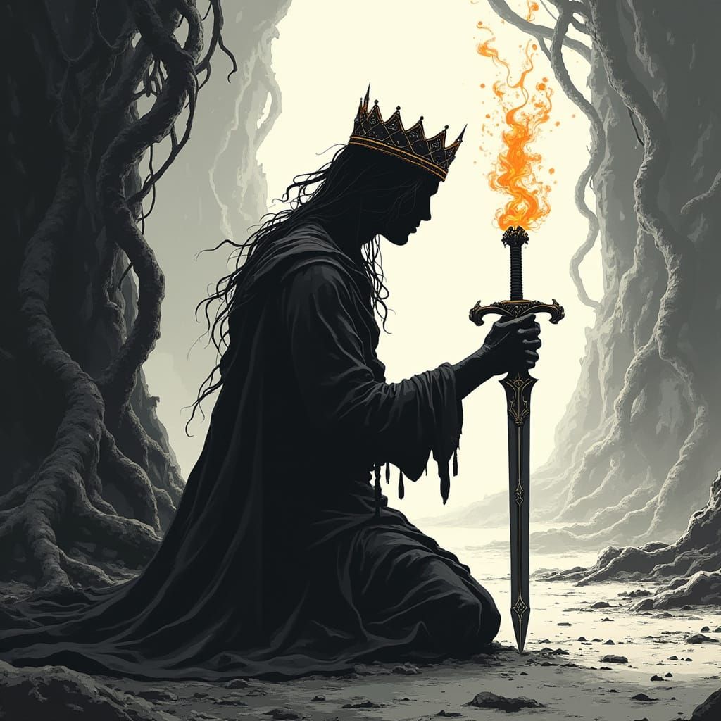 Kneeling Figure in Fading Glory