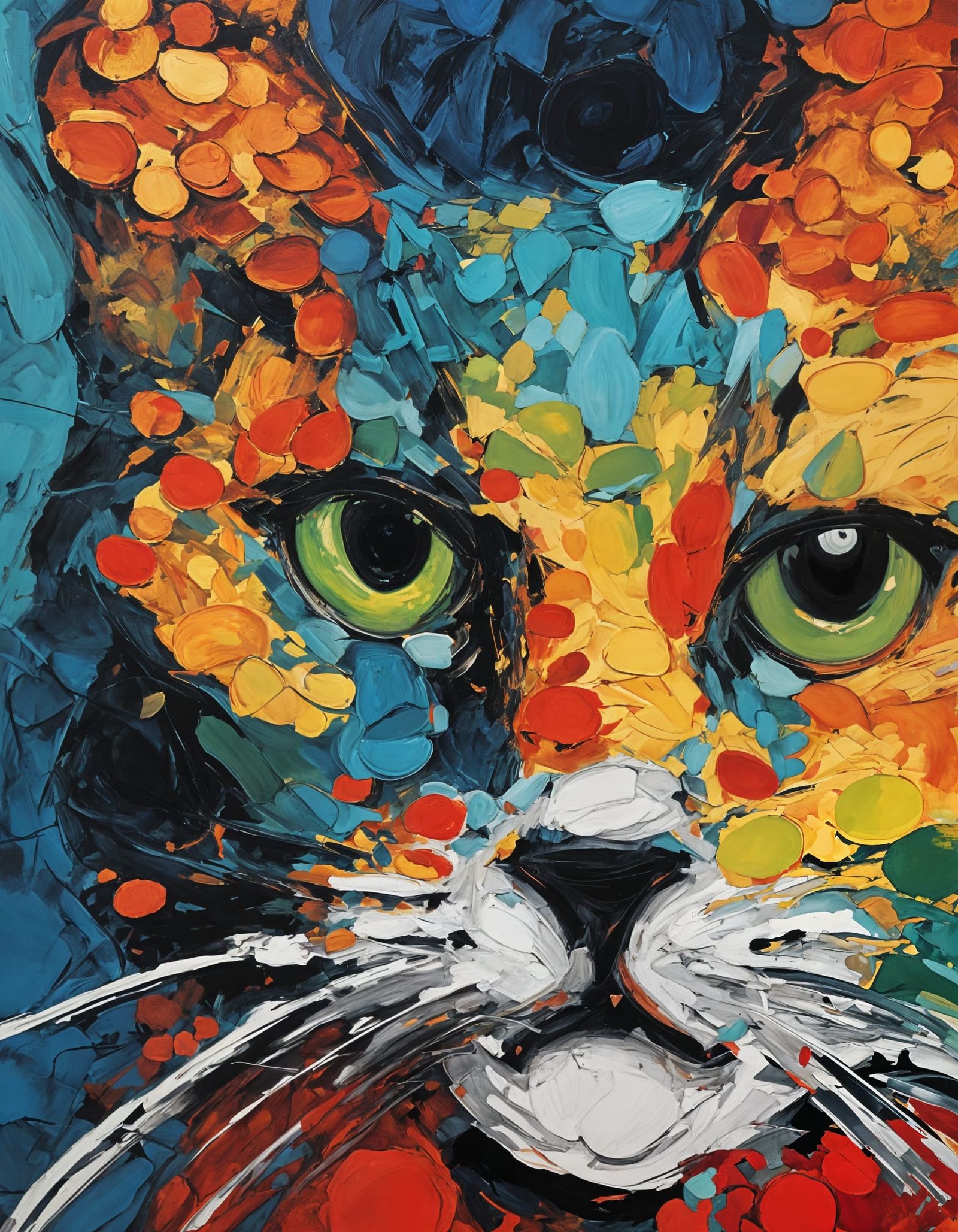 Impasto Feline Portrait in Vibrant Colors