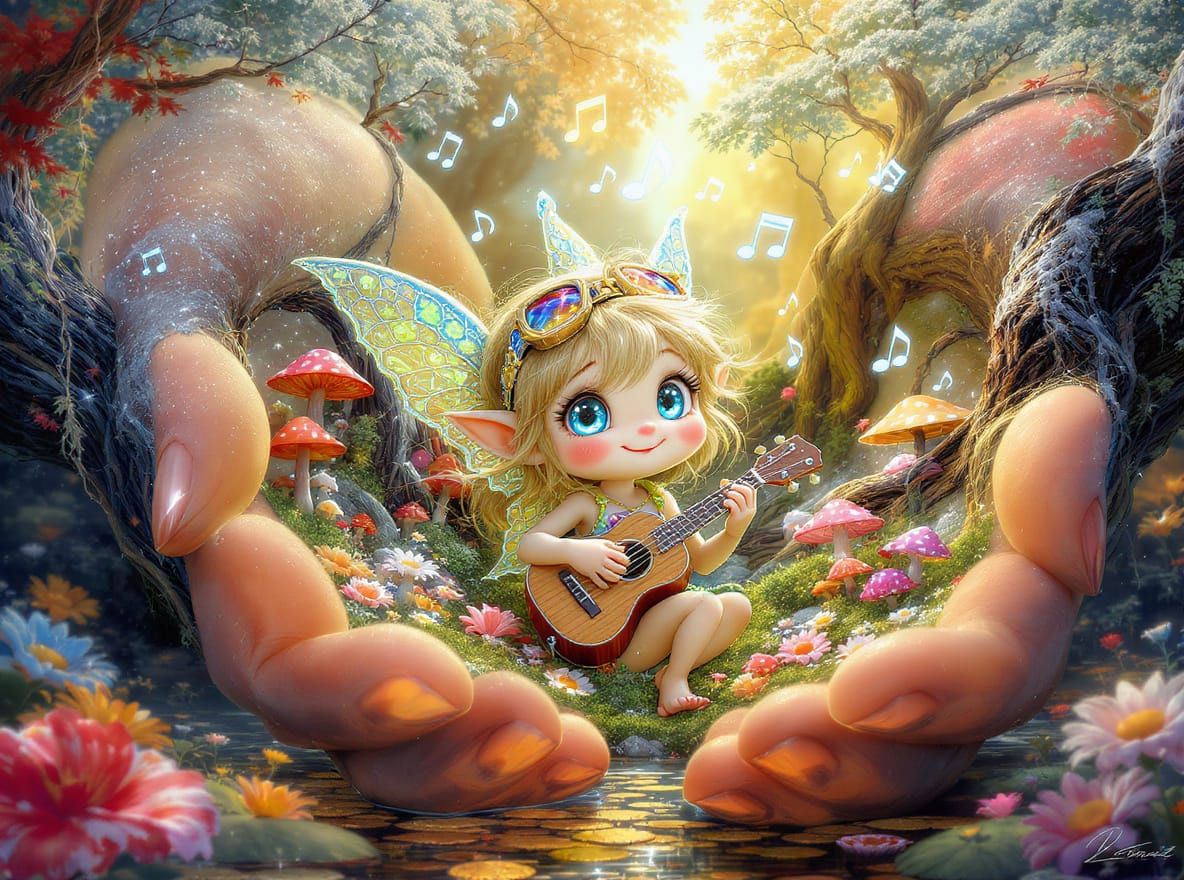 Pixie's Forest Serenade: A Pointillist Fantasy