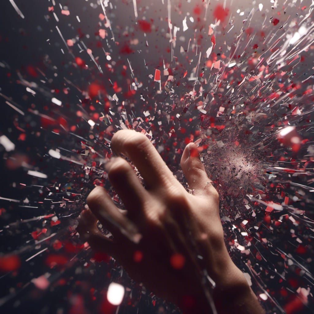 Man Shatters Mirror with Fist in Dramatic Photo