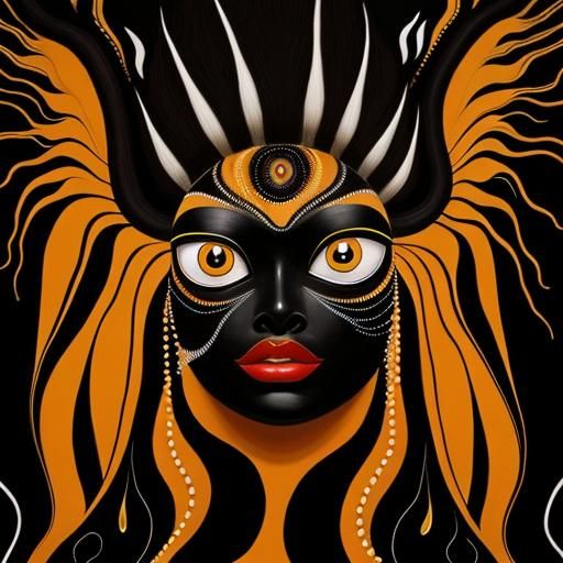 Abstract Faces in Aboriginal and Surrealist Oil Painting