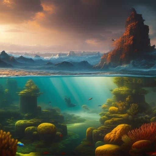 Underwater Shipwreck Landscape in Detailed Octane Render