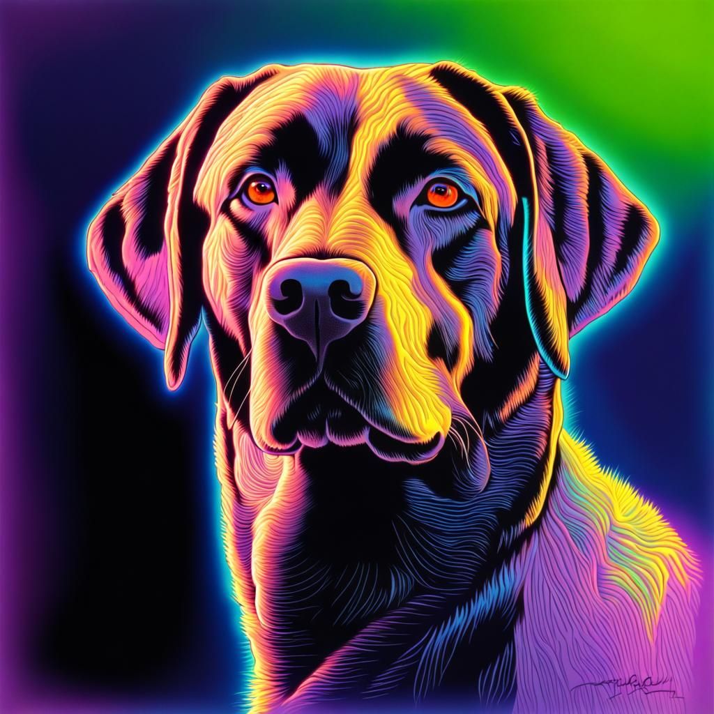 Blacklight Portrait of Labrador Retriever