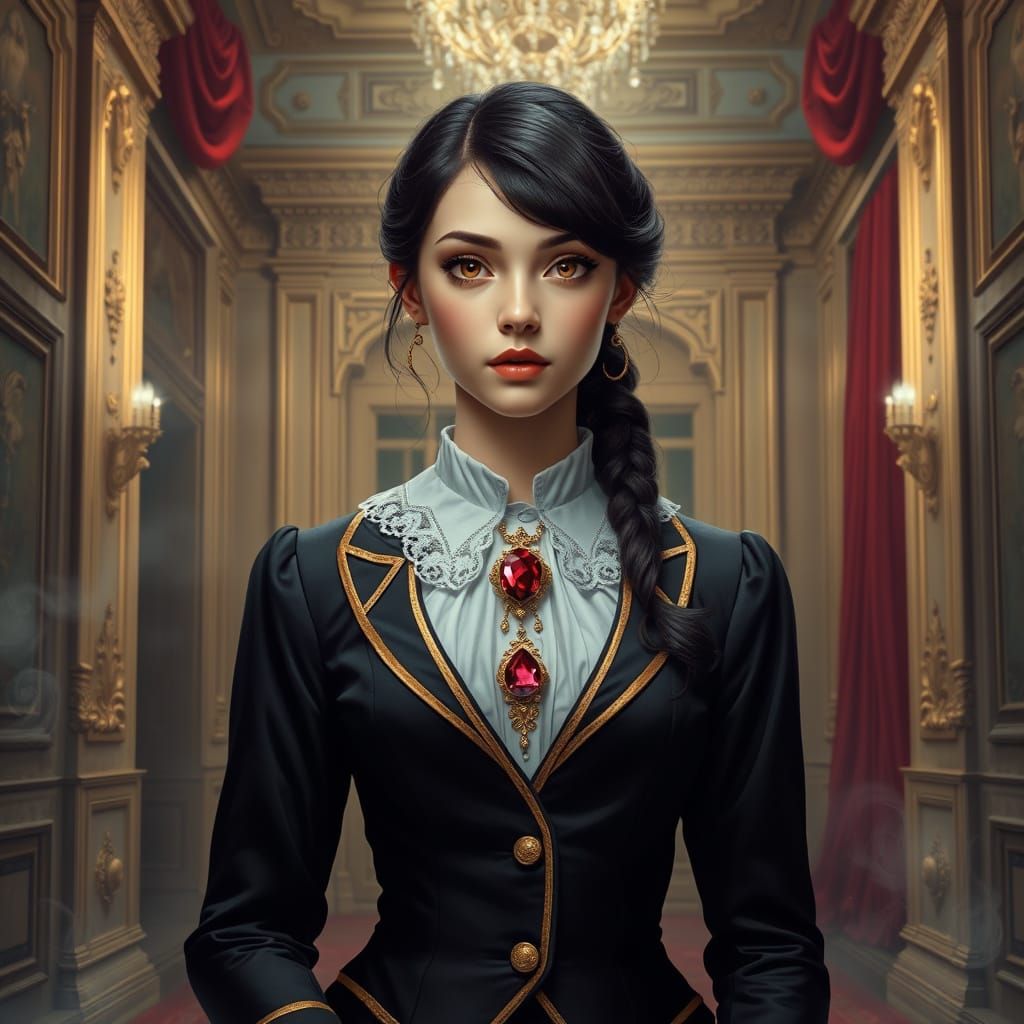 Maiden in Victorian Valet's Uniform