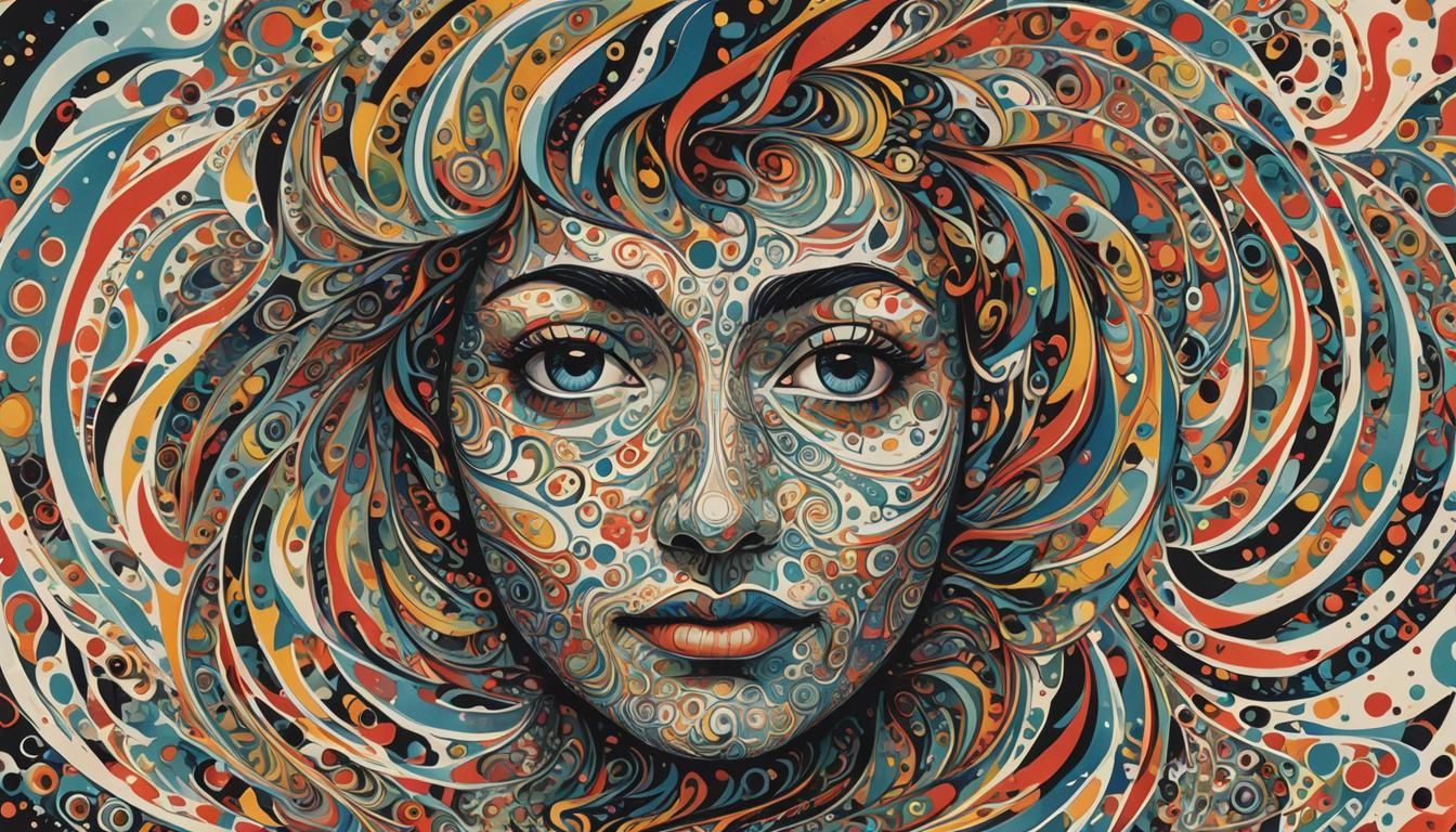 Minimalist Ink Face Poster with Swirling Patterns