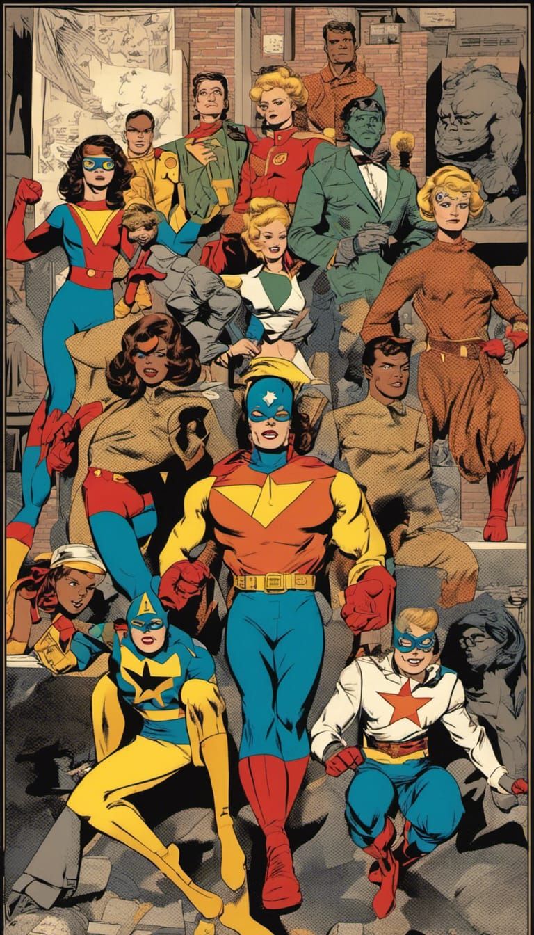 Retro Superhero Team in Jack Kirby Style