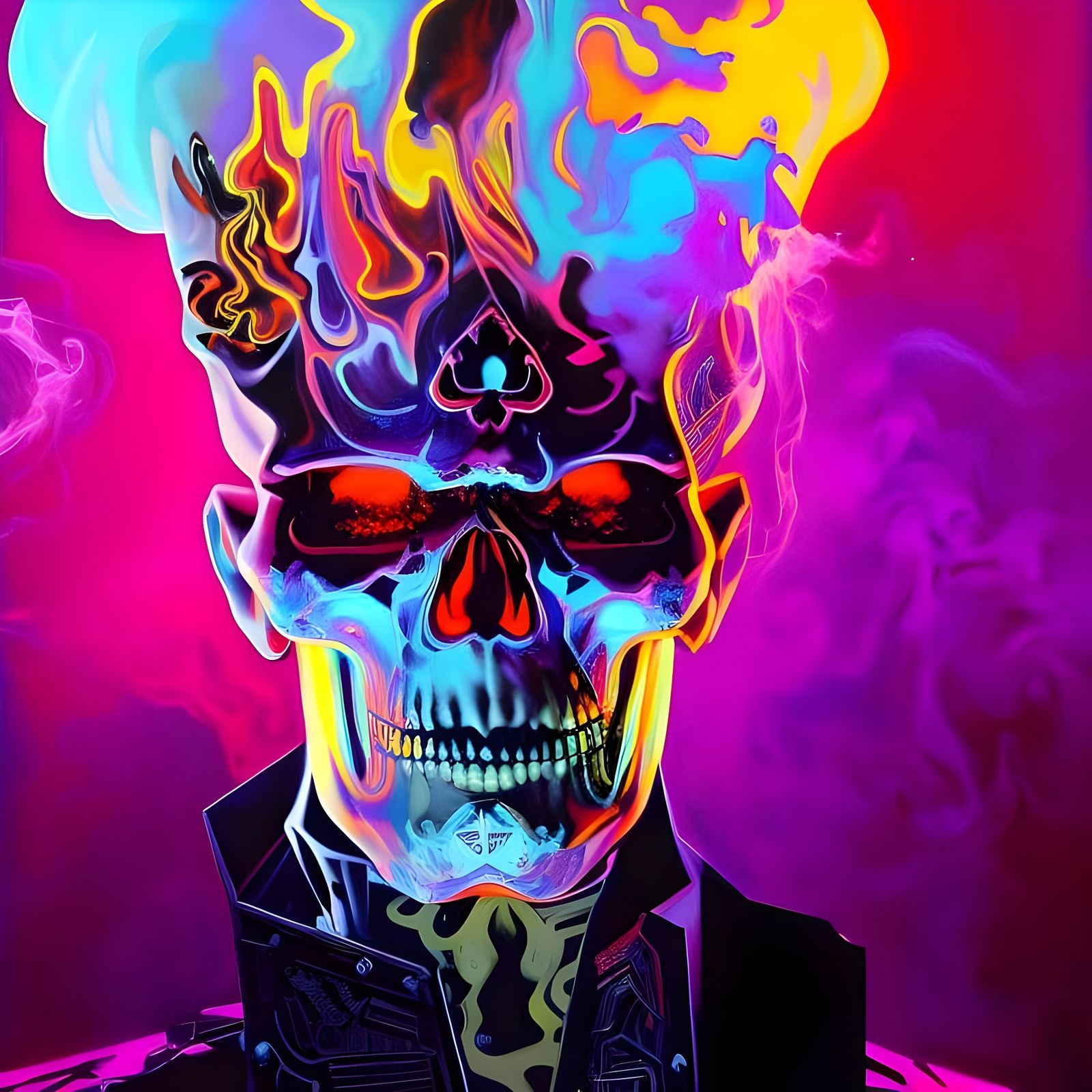 Burning Neon Smoke Nightmare in Oil