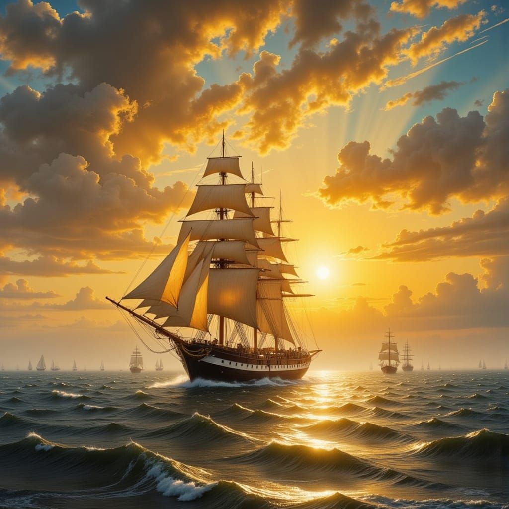 Sailboat at Sunset: Romantic Seascape