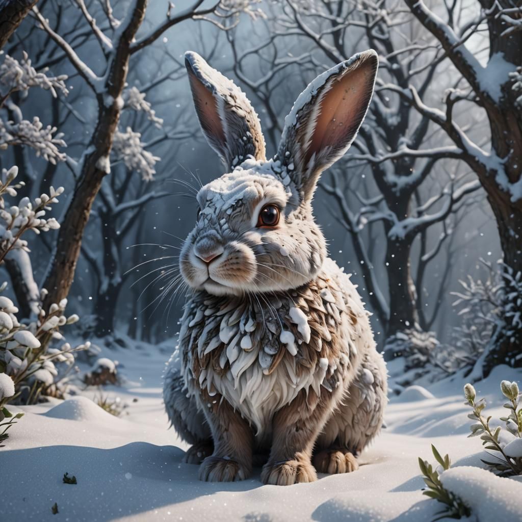Snowy Bunny Detailed Matte Painting