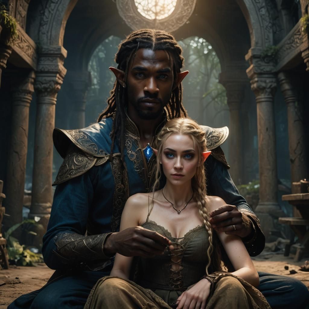 Elven Woman's Surprise in Dramatic Digital Painting