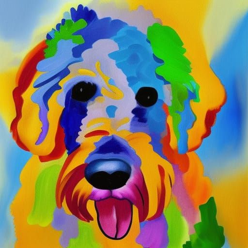 Abstract Golden Doodle Portrait in Complementary Colors