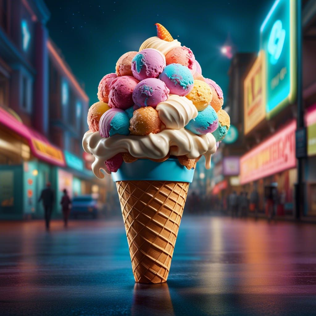 Epic Ice Cream Cone Digital Matte Painting