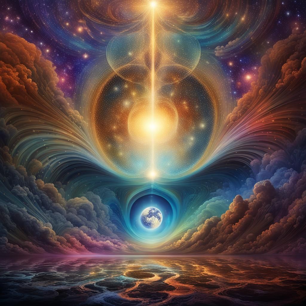 Ethereal Celestial Spirit in Cosmic Bioluminescent Light