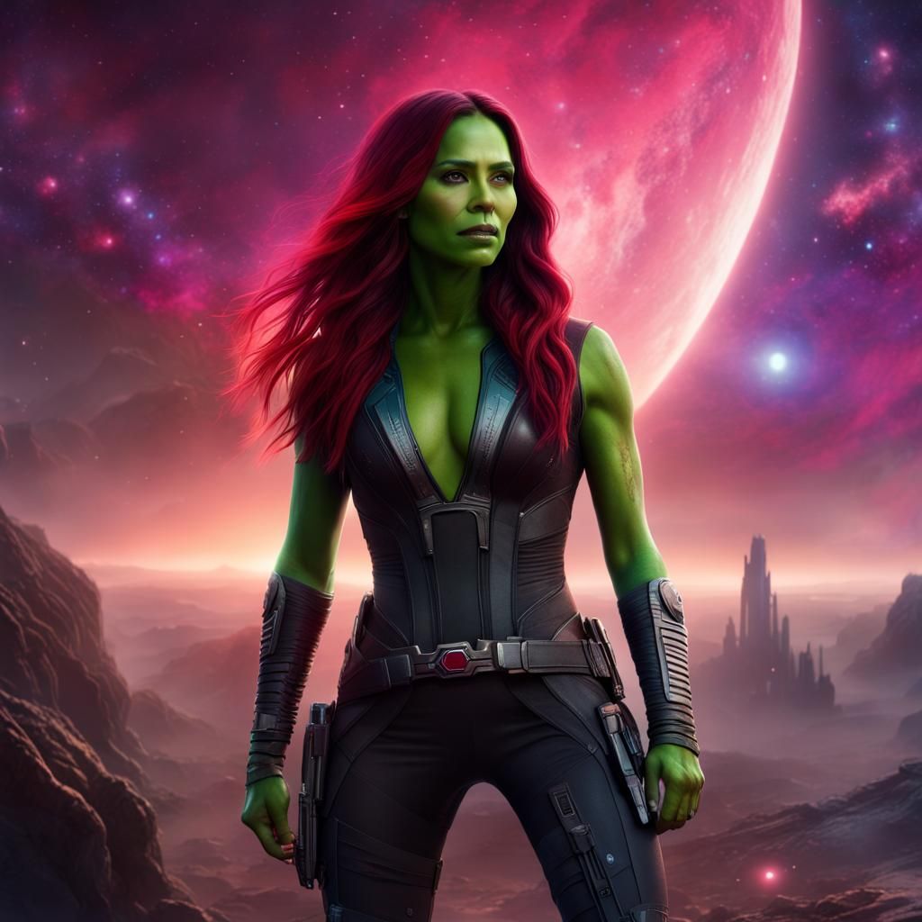 Gamora in Galaxy: Digital Matte Painting