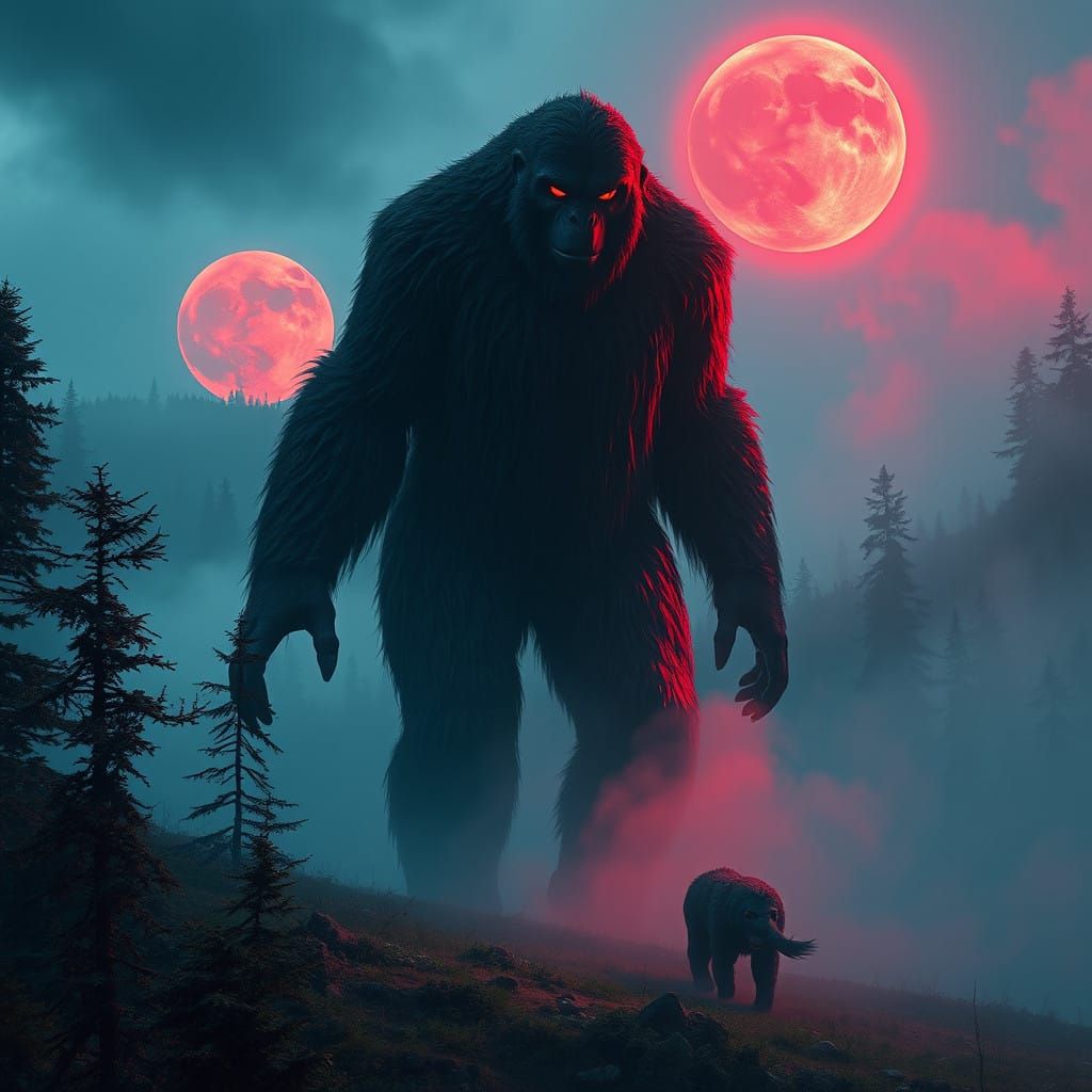 Sasquatch Under Blood-Red Moons