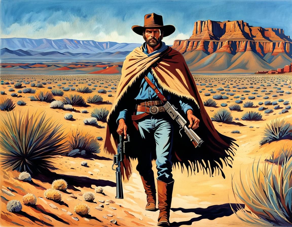 Wild West Bandit with Coyote in New Mexico