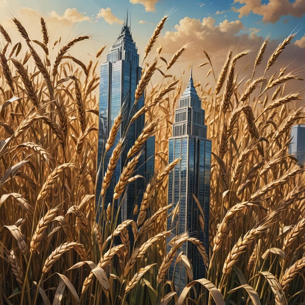 Wheat Field Skyscraper: Hyperrealistic Concept Art