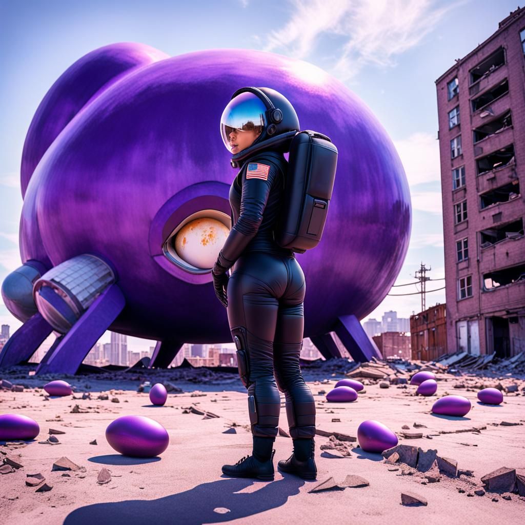 Astronaut Twerking in Abandoned City: Photorealistic Image