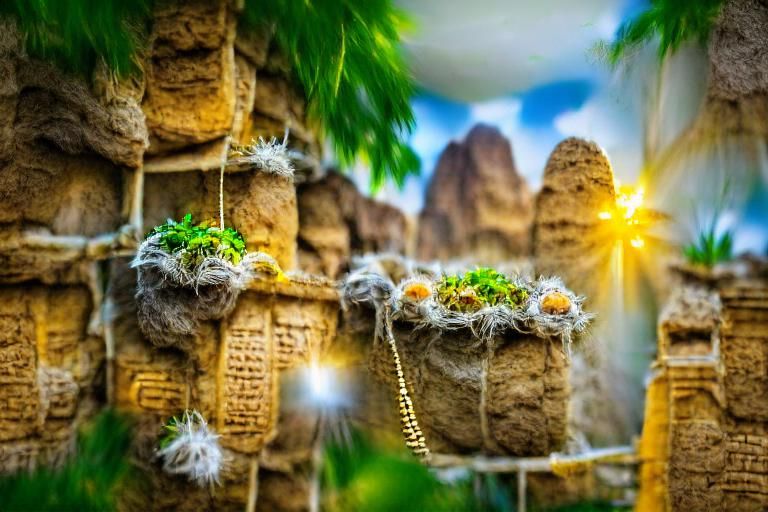 Sumerian Hanging Garden Wall in Soft Focus