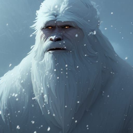 Yeti Portrait in Snowy Landscape: Detailed Digital Art