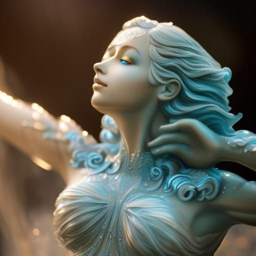 Water Elemental Undine Portrait in Digital Art Style