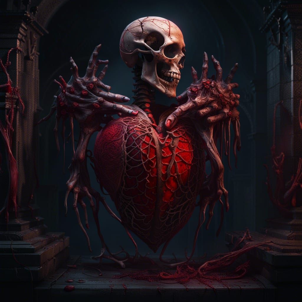 Demonic Heart: Detailed Matte Fantasy Art