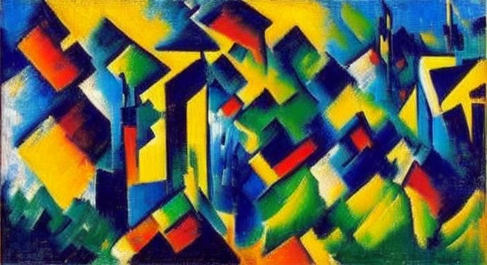 Futuristic Impasto Painting of Pipes and Valves