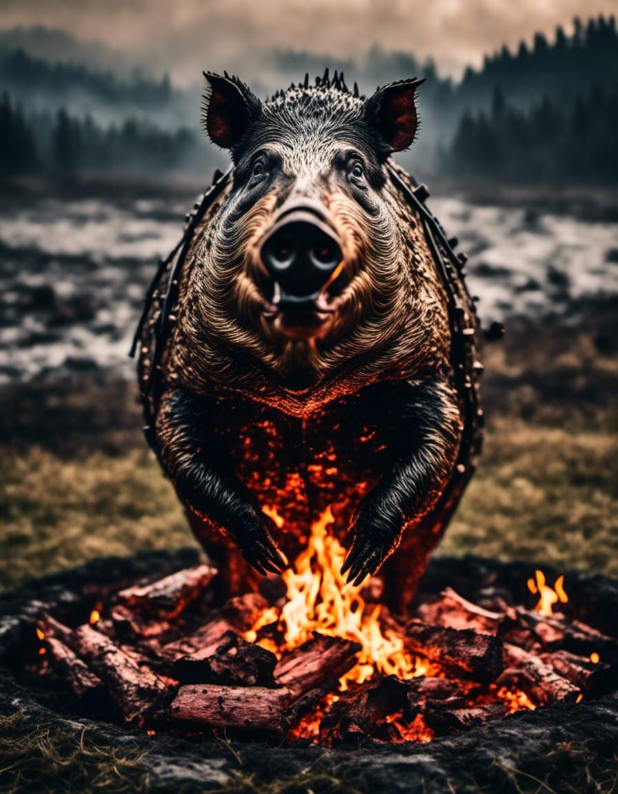 Fire Pit Roasted Hog Photograph
