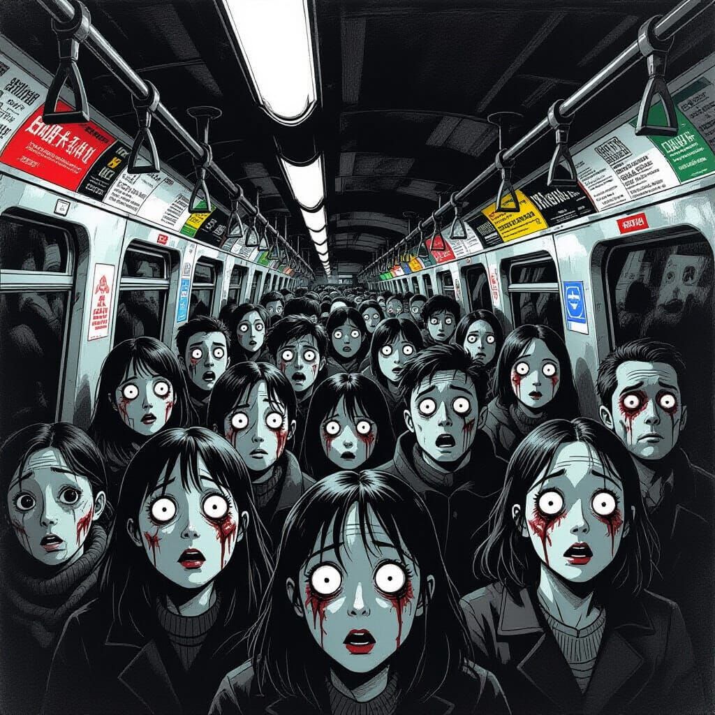 Junji Ito Inspired London Underground Horror Scene