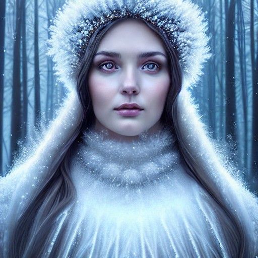 Goddess of Winter Portrait in Photorealistic Style