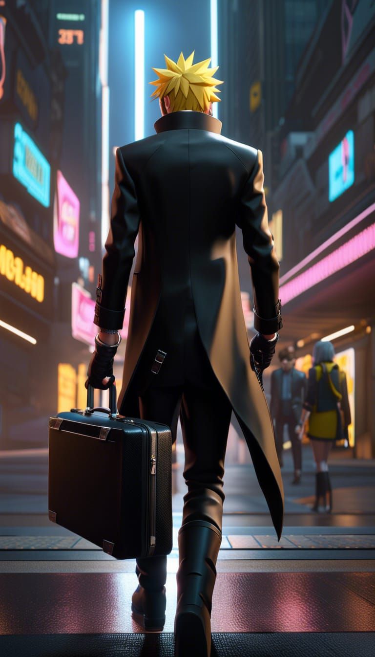 Naruto as Cyberpunk Hitman in 8k Resolution