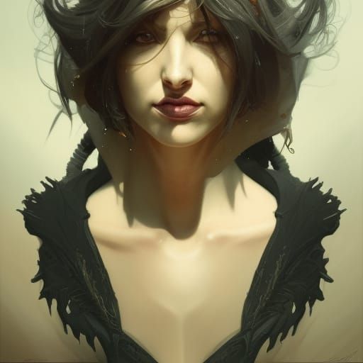 Detailed Hellbat Portrait in Art Nouveau Style